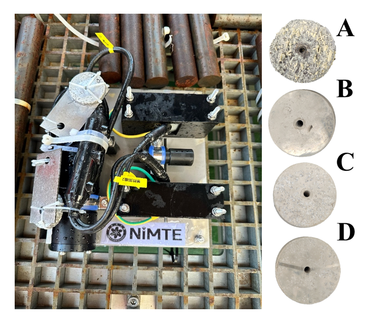 1733216135789722.png 深海犧牲陽(yáng)極實(shí)海監(jiān)測(cè)裝置及試驗(yàn)后樣品狀態(tài).png